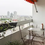 Skyscrapers With Balcony And Overlooking Paris